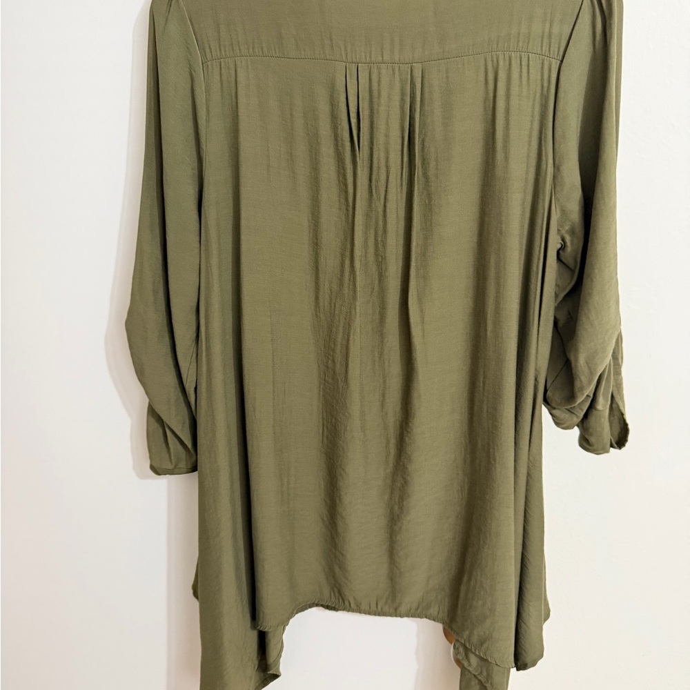 Embroidered Olive Green Women's Top - Picture 5 of 5